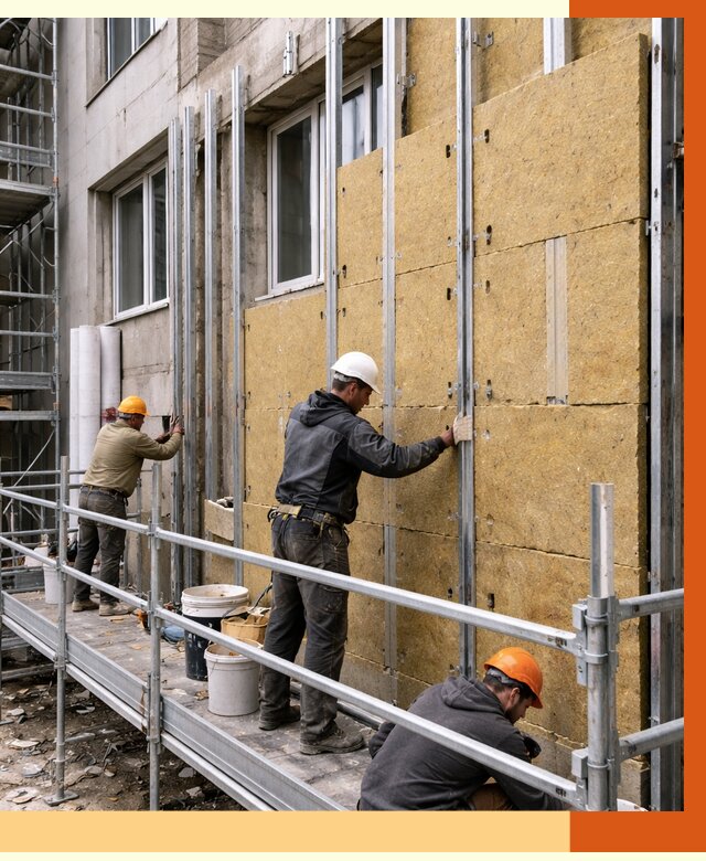 Утепление вентилируемого фасада в Томске от 6119 руб/м2 — монтаж и утепление вентфасад | ТепломастерТмс